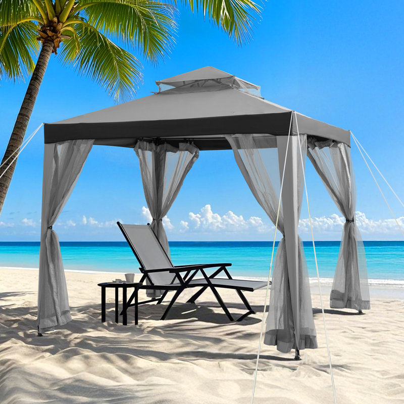 Sunjoy Soft Top Gazebo, Outdoor Patio Backyard Modern 2-Tier Steel